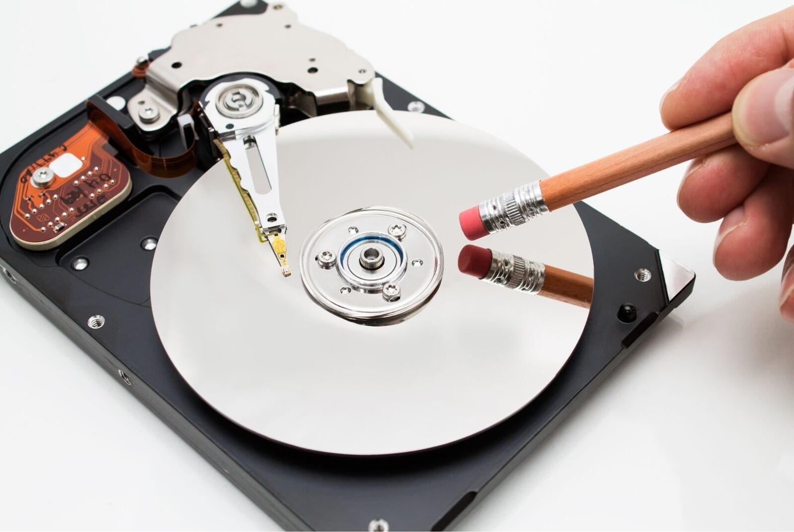 Data wiping from hard disk drive. Secure data erasure process by Justdispose with industry-standard tools